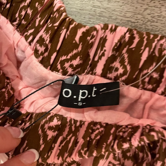 NWT O.P.T. Smocked top and maxi skirt set pink brown S/M - Picture 7 of 11